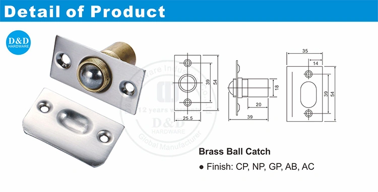 Brass Modern Practical Non Fire Rated Ball Catch for Building Metal Door (DDBC002)