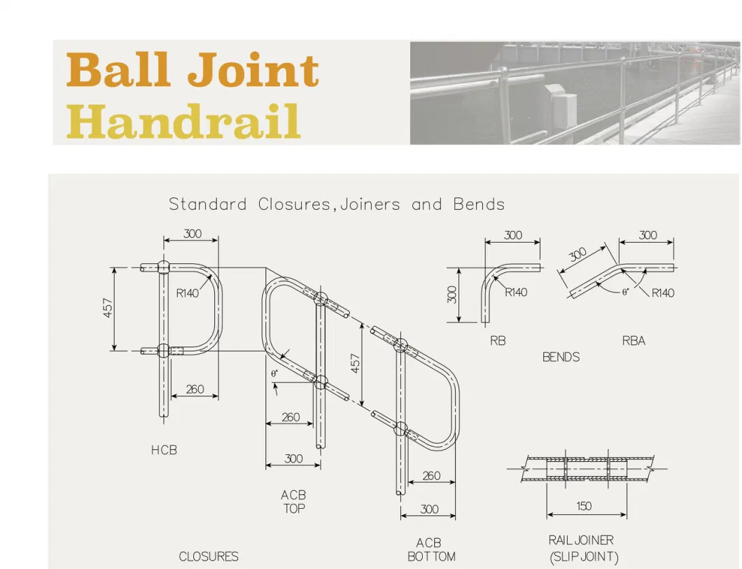 Jimu Painted Ms Steel Handrails for Platform Walkway Fencing