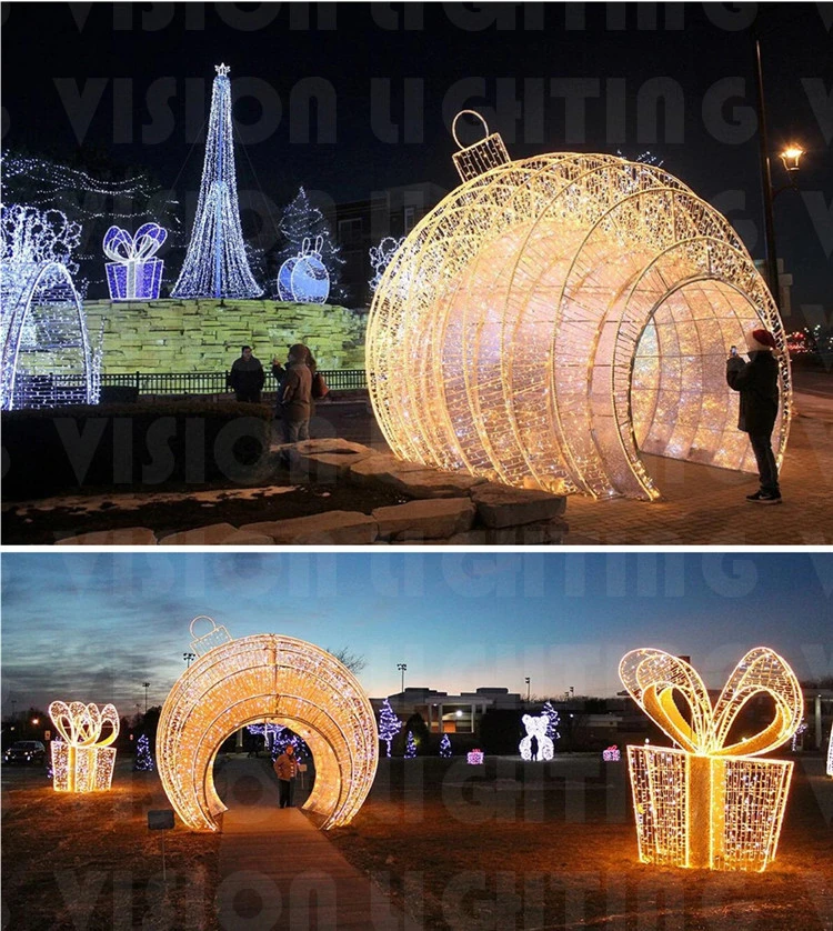 2023 Customized Christmas Decoration 3D Street Ball Motif Light Decoration