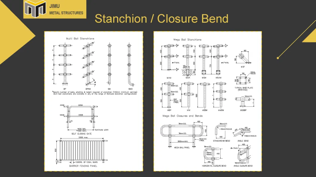 Jimu Light Steel Structure Shaped Ms Steel Handrail Panels