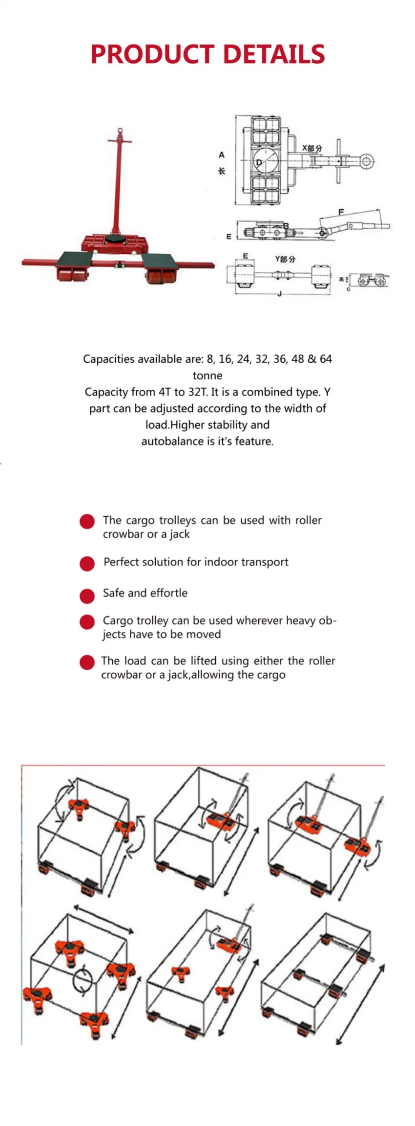 Promotion 12 Ton Cargo Trolley X+Y Type with Lower Price