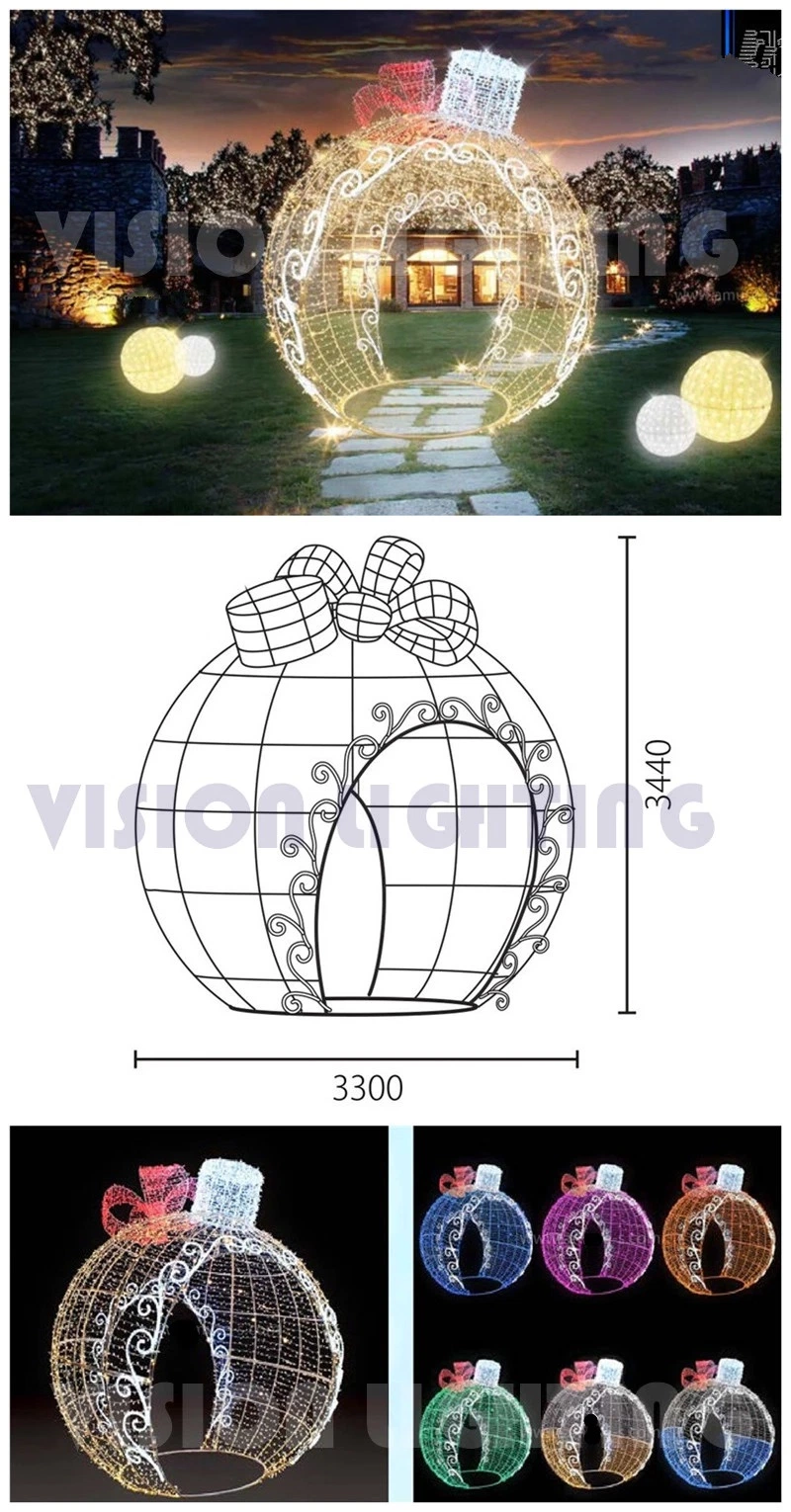 Decorative LED Large Outdoor Christmas Lighted Ball Ornaments Big 3D Baubles Motif