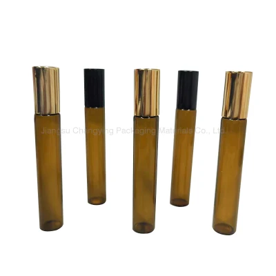 1mL 2ml 3ml 5ml 10ml Amber dünne Glasrolle auf Flaschenprobentest für ätherische Ölflaschen mit Rollmetall/Glas Ball