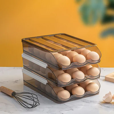 Fabrik Direktverkauf Rolling Kühlschrank Ei Aufbewahrungsbox Küche Transparent Eierorganisator