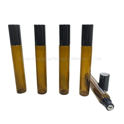 1mL 2ml 3ml 5ml 10ml Amber dünne Glasrolle auf Flaschenprobentest für ätherische Ölflaschen mit Rollmetall/Glas Ball