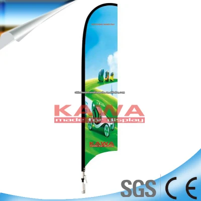 10ft Vollfarbe Custom 13feet Teardrop Flex Banner Outdoor Strand Wind Außenwerbung Fiberglas Flagge mit Metall Kreuz Basis oder Bodenspieß mit bestem Preis