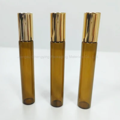 1mL 2ml 3ml 5ml 10ml Amber dünne Glasrolle auf Flaschenprobentest für ätherische Ölflaschen mit Rollmetall/Glas Ball