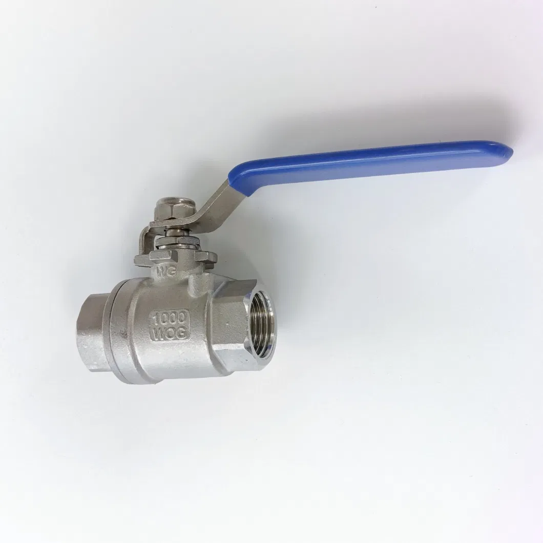 SS304 Stainless Steel Handle with Locking Internal Thread BSPT NPT 2PC Ball Valve