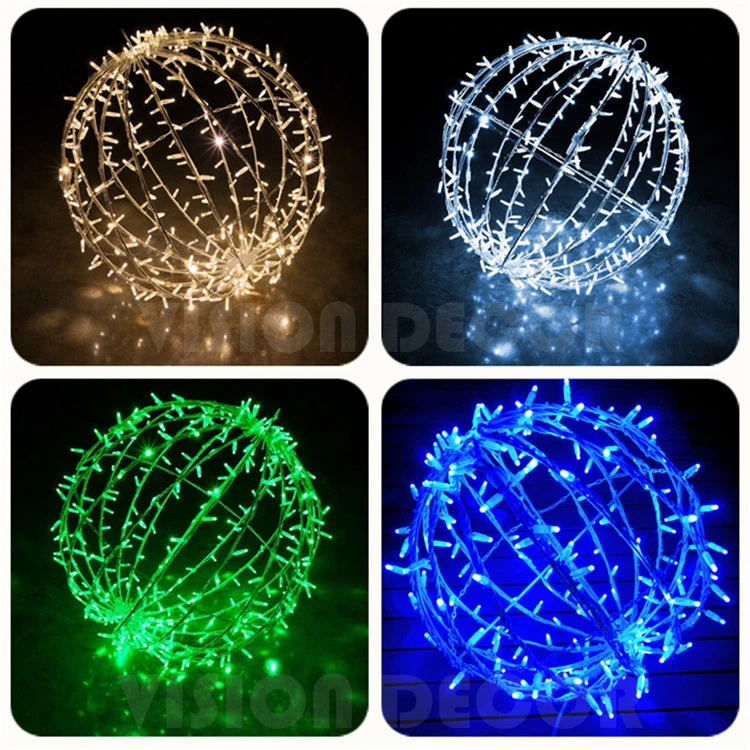 Big Metal Christmas Decorative LED Lighted Hanging Sphere Balls