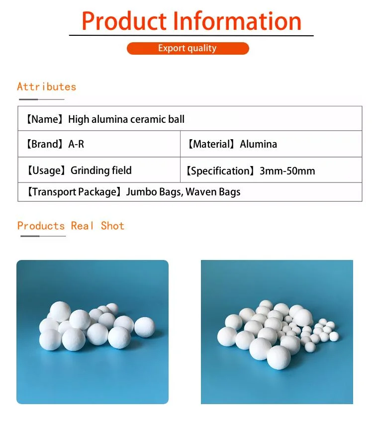 Customized 92/95 Aluminum Packing Content High Ceramic Industrial Grinding Ball