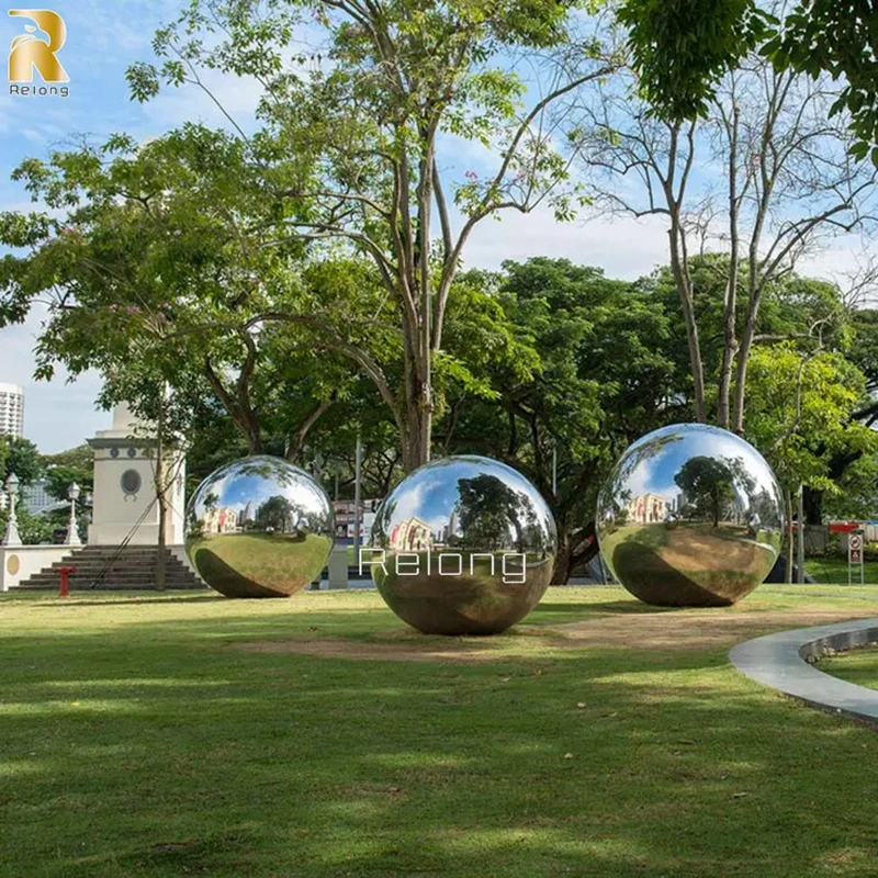 Large Mirror Polishing Stainless Steel Metal Ball Sculpture Statue Garden Park Decoration Wholesaler