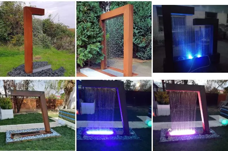 Decorative Outdoor Water Fountains Corten Steel Rain Curtain Water Fall
