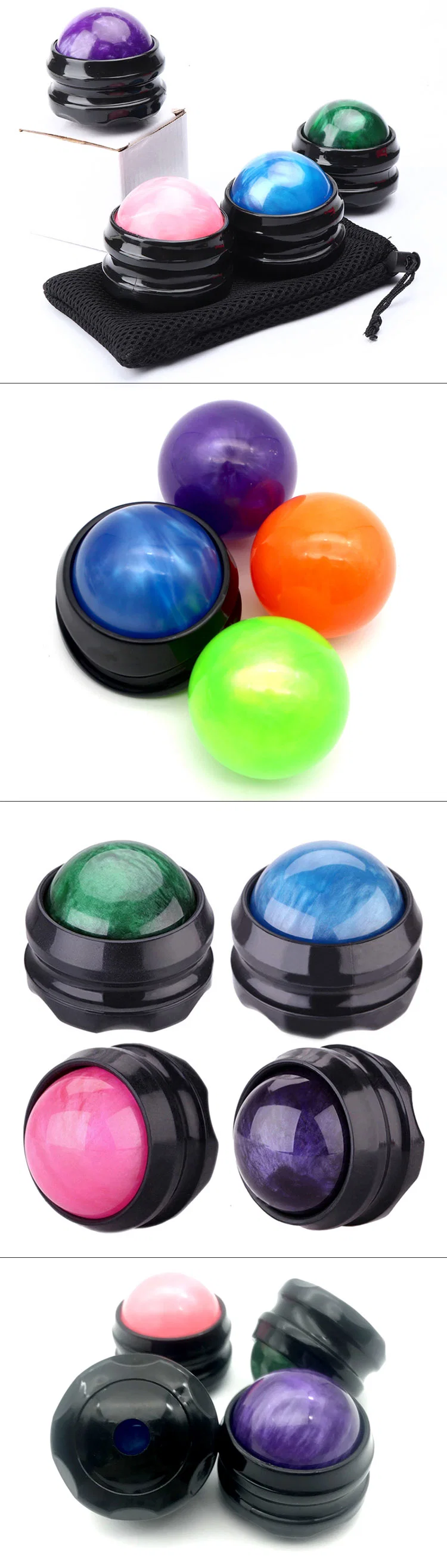 OEM Stainless Steel Relieve Muscle Colorful Cold Massage Roller Ball
