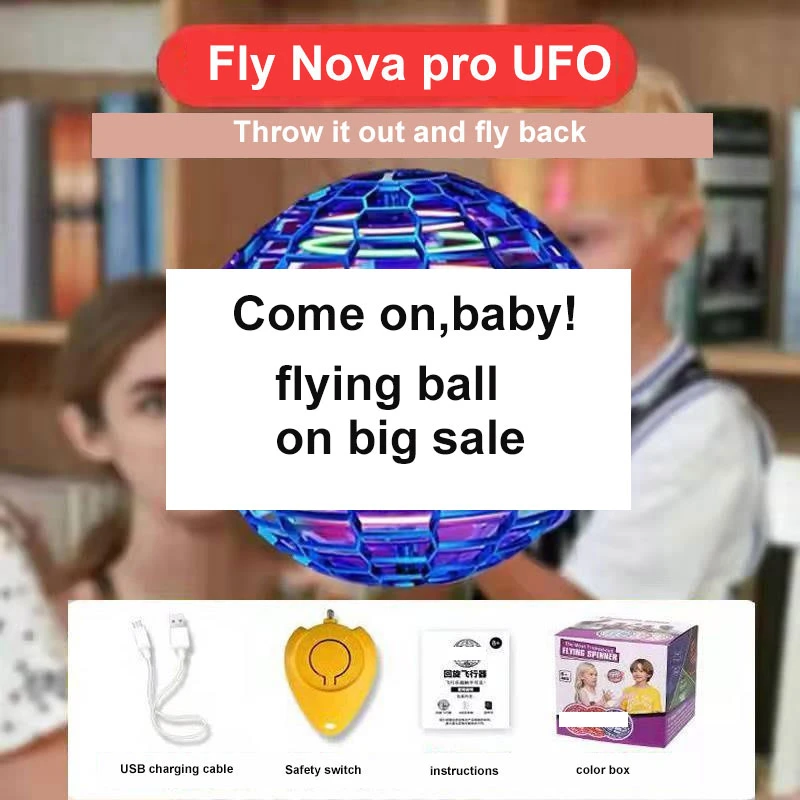 Hot 2024 Hot Fly Nova PRO Magic 360 Rotating Hover Mini Drone LED Flying Orb Ball Toy Flying Spinner Boomerang Ball