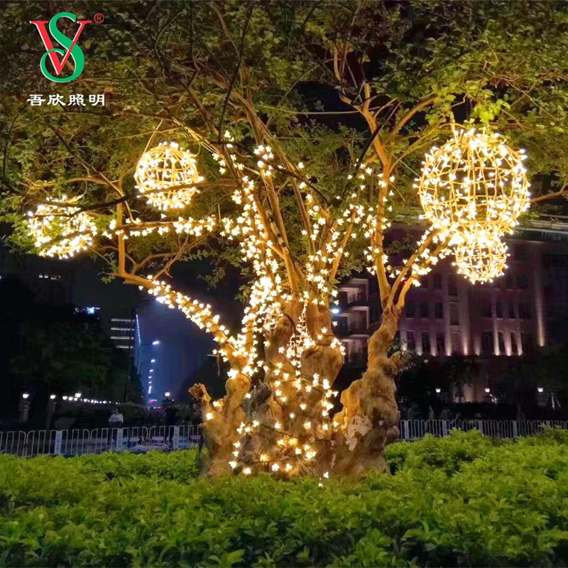 3D Christmas Decorative Tree Hanging Ball Lights for Outdoor Use