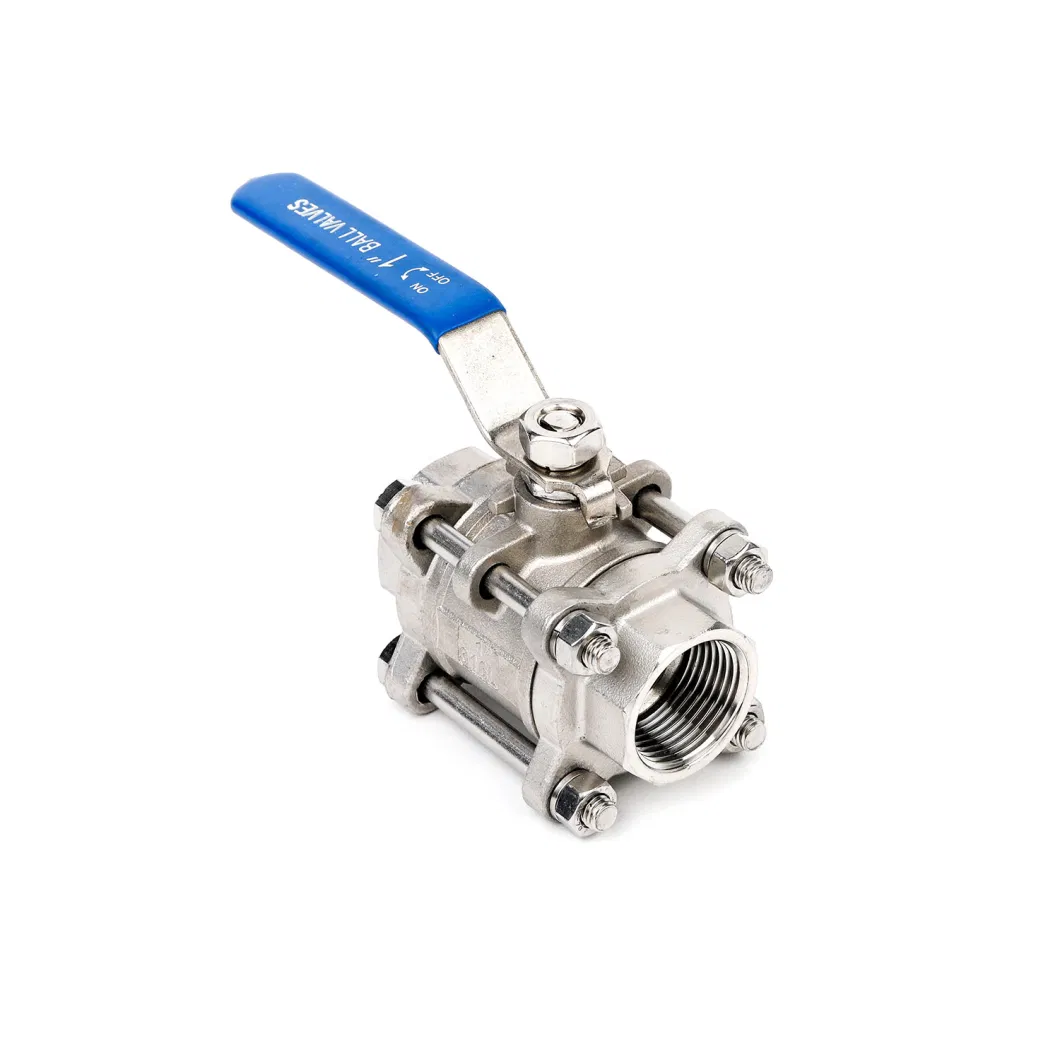 High Quality 3PC Stainless Steel Internal Thread Water Pipe NPT Flange Floating Ball Valve with Lock