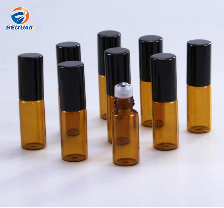 3ml Glass Roll on Bottles Empty Essential Oil Bottle Lids Mini Sample Vials Metal Roller Ball with Label