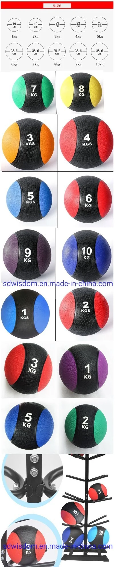 Non-Slip Rubber Weighted Fitness Medicine Ball Exercise Toning Ball Heavy Workout Ball for Gym Fitness