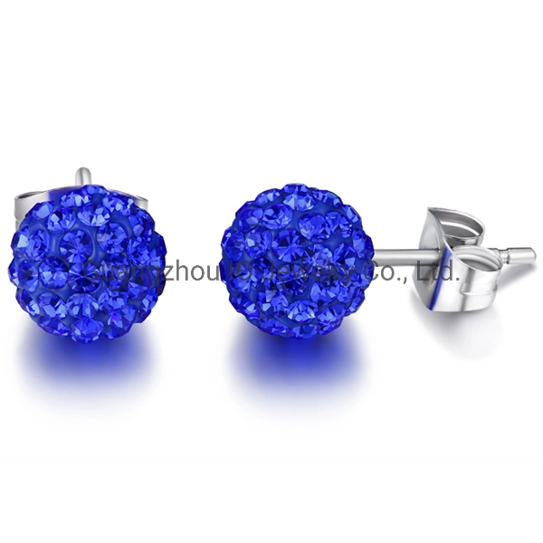 316L Stainless Steel Rhinestone Crystal Diamond Ball Earrings