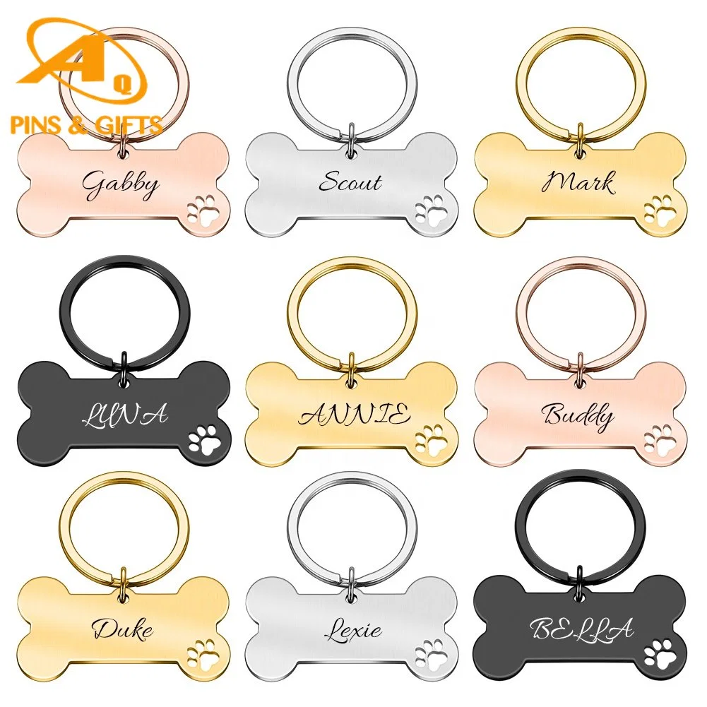 Printing Sublimation Blank Custom Cut out Wholesale Fashion Xvideos USB Gold GPS Magnetic Bone Shape Metal Dog Cat Name (ID) Pet Tag