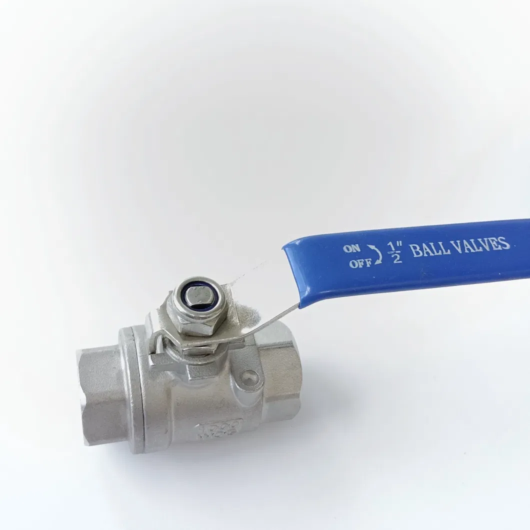 SS304 Stainless Steel Handle with Locking Internal Thread BSPT NPT 2PC Ball Valve