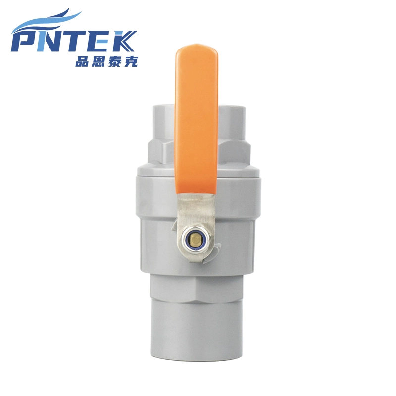 Pntek Two Piece Ball Valve Threaded Socket PVC 2 Piece Ball Valve with Stainless Steel Handle