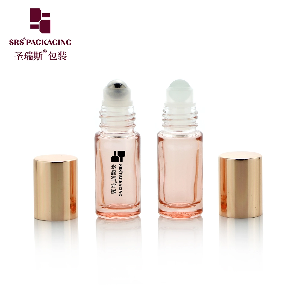 SRS Empty 10ml Roll-on Of Perfume Bottle Essential Oil Colorful Painted Glass Roller Ball With Gemstone Ball