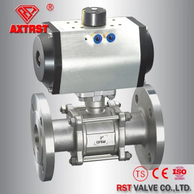 Válvula de bola con brida de orificio completo 150lb de control neumático 3PC bola Válvula con almohadilla de montaje ISO