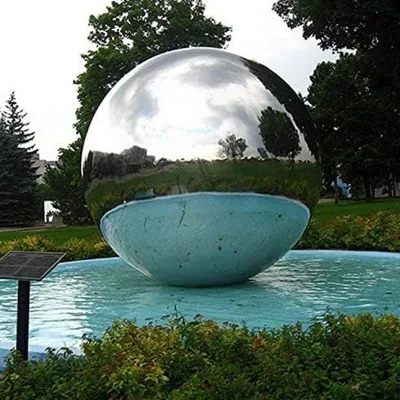 Bola de acero inoxidable de gran escultura esculturas personalizadas de bolas de acero inoxidable Esfera con agua