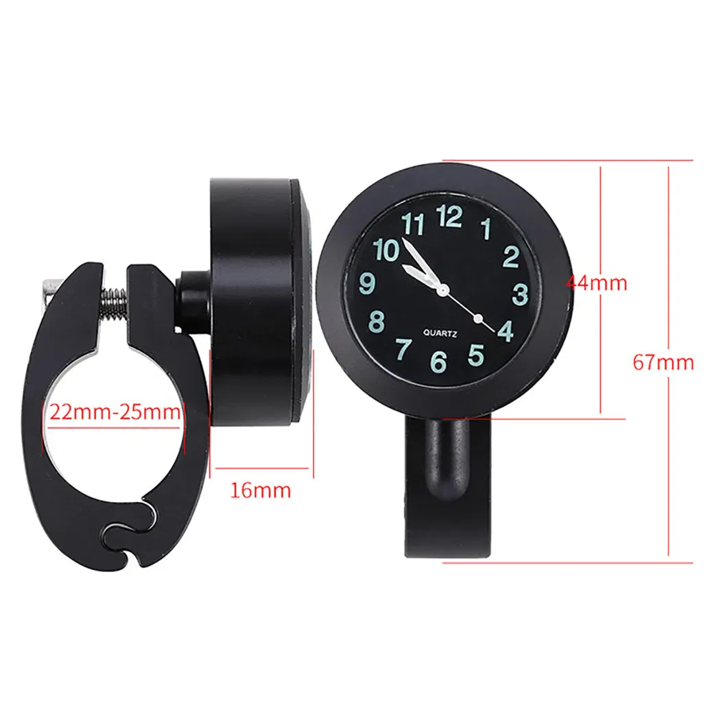 Waterproof Motorcycle Mount Clock Handlebar Bike Watch Luminous Dial Aluminum Ci23867