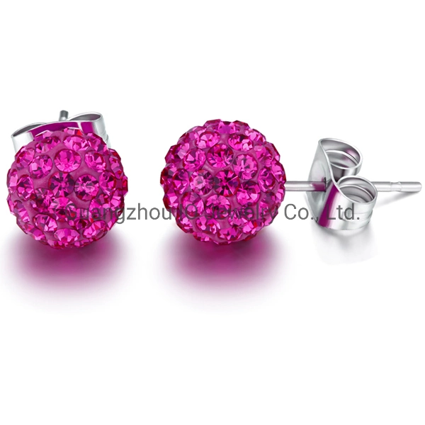 316L Stainless Steel Rhinestone Crystal Diamond Ball Earrings