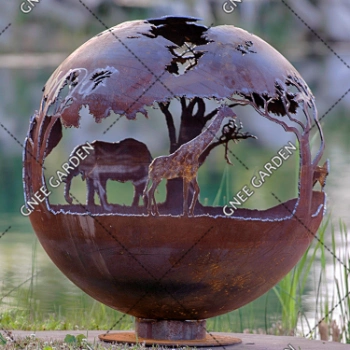 China Manufacturer Hollow Metal Ball Corten Steel Fire Sphere