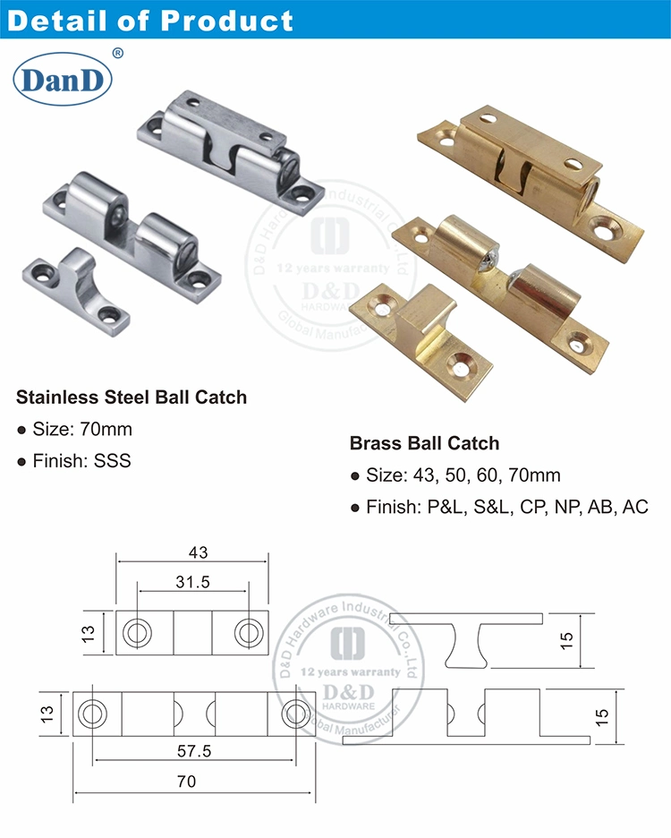 Decorative Fitting Stainless Steel Material Ball Catch for Wooden Door