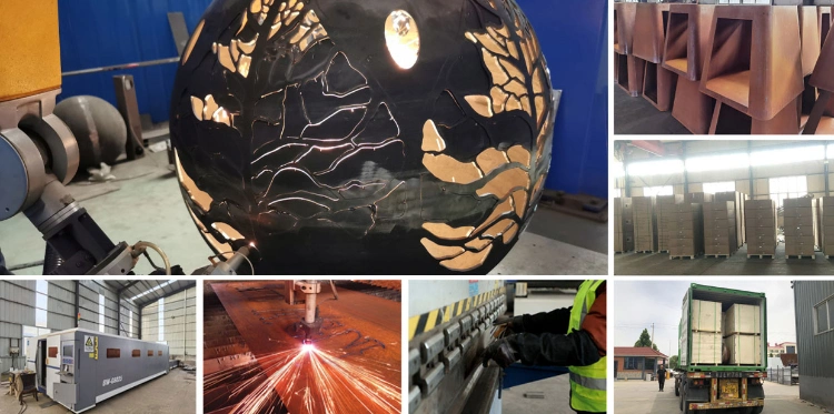 China Manufacturer Hollow Metal Ball Corten Steel Fire Sphere