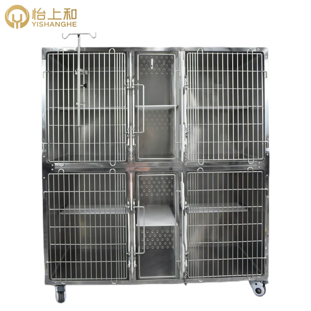 Pet Stainless Steel Large Dog Cage Veterinary Dog Cage with Wheels