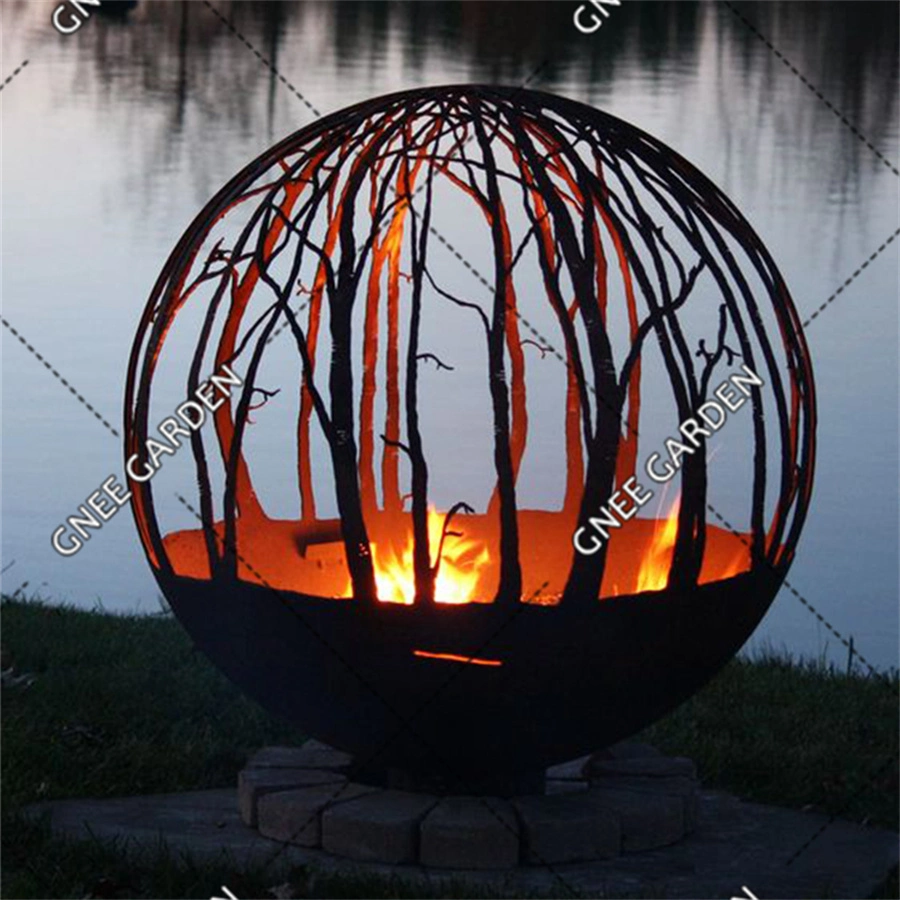 Winter Woods Corten Steel Fire Sphere