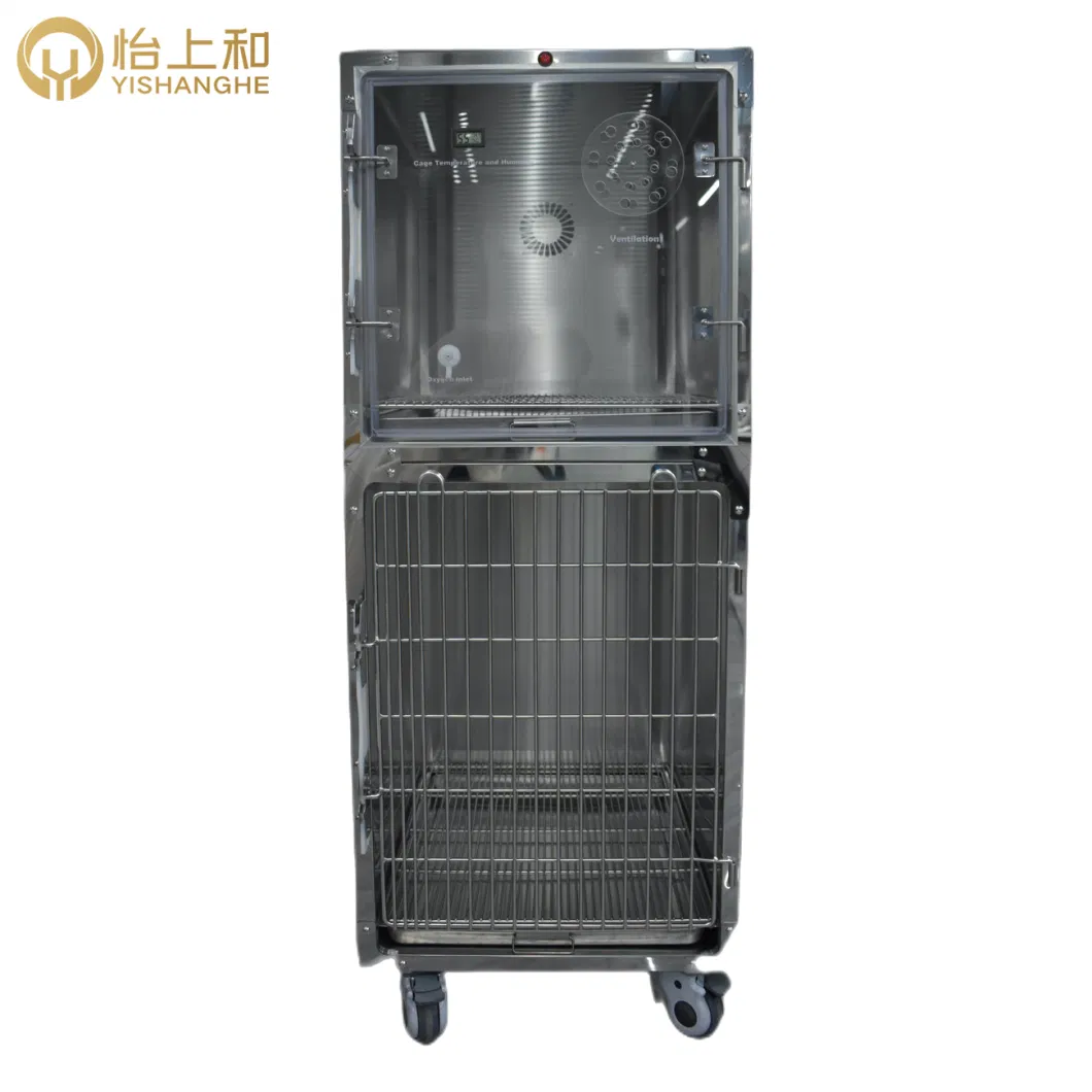 Pet Stainless Steel Large Dog Cage Veterinary Dog Cage with Wheels