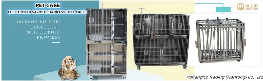 Pet Stainless Steel Large Dog Cage Veterinary Dog Cage with Wheels