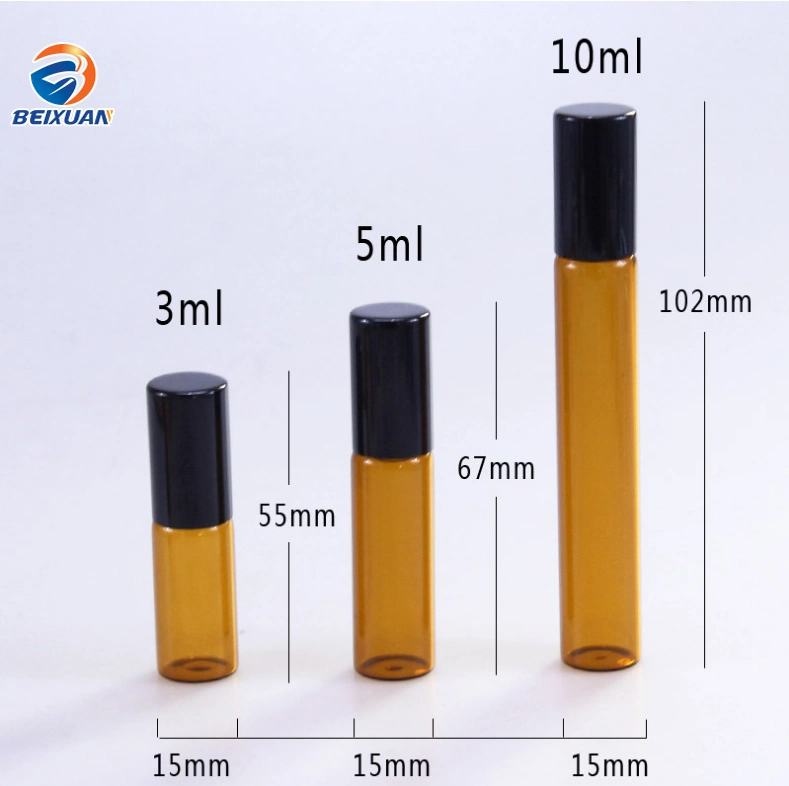 3ml Glass Roll on Bottles Empty Essential Oil Bottle Lids Mini Sample Vials Metal Roller Ball with Label