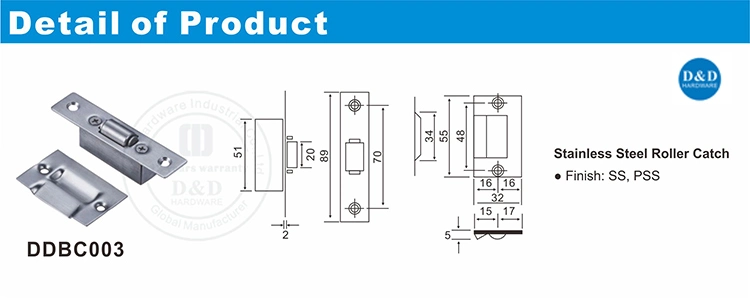 Residential Door Ironmongery Satin Stainless Steel Roller Ball