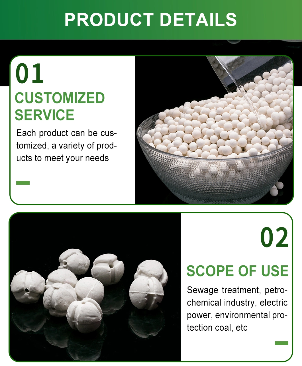 3mm 6mm 10mm 30% Al2O3 Inert Alumina Ceramic Ball (Alumina-content-can-be-customized)