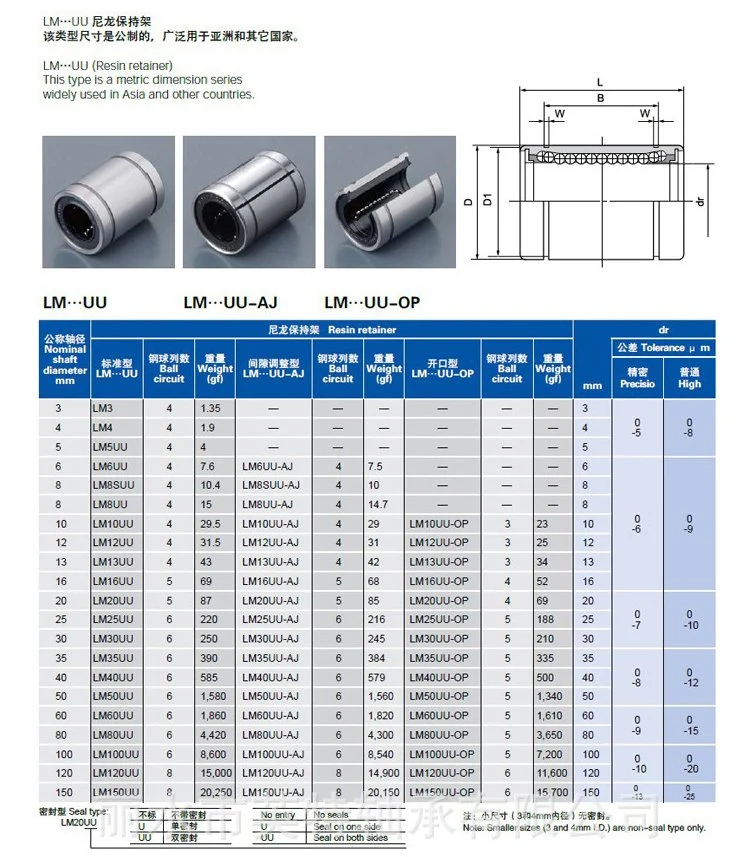 Linear Bearing Lm6uu Bearing Ball Bearing Steels Low Friction High Precision Low Noise Semiconductor Semiconductor Device