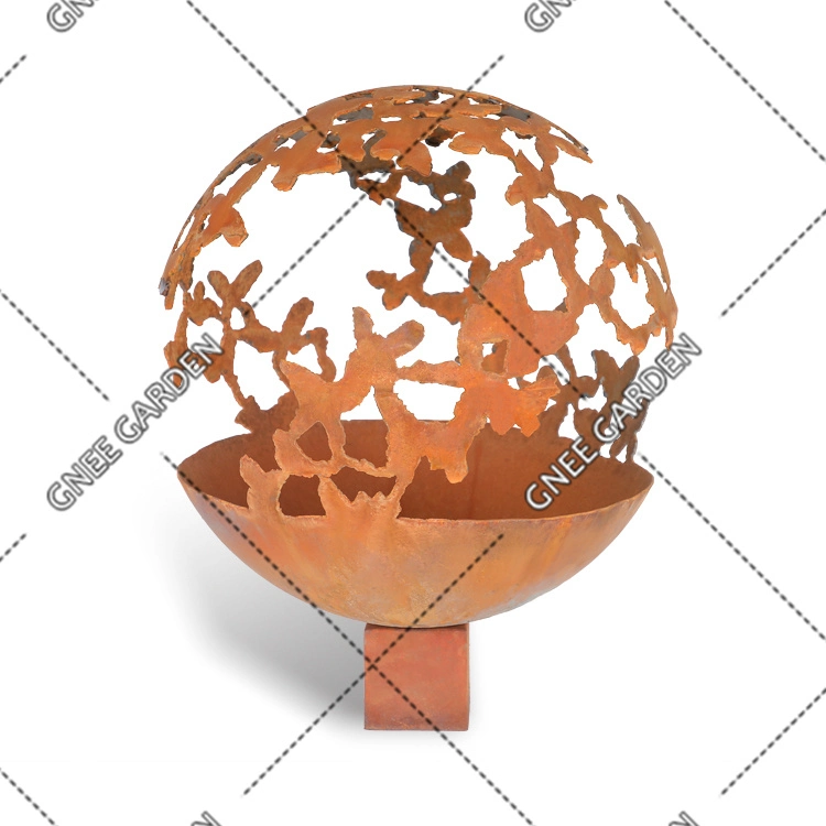Industrial Style Corten Steel Fire Ball for Outdoor Living Fire Sphere