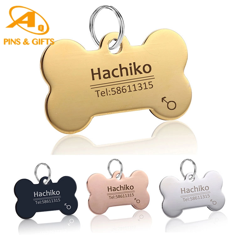 Printing Sublimation Blank Custom Cut out Wholesale Fashion Xvideos USB Gold GPS Magnetic Bone Shape Metal Dog Cat Name (ID) Pet Tag