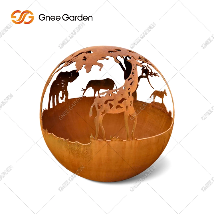 Outdoor Wood-Burning Laser Cut Fire Ball