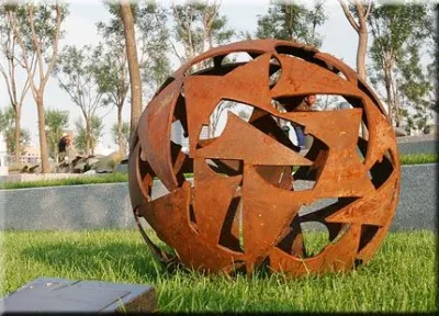 Garden Art Rusty decorazione metallo scultura sfera di metallo