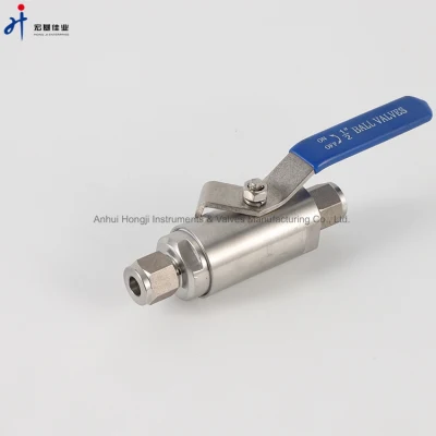 Valvola a sfera a doppia bussola in acciaio inox 304 o 316L 1500 psi Sfera valvola in acciaio inox