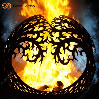 Esterno Campeggio Corten acciaio albero sfera fuoco Pit