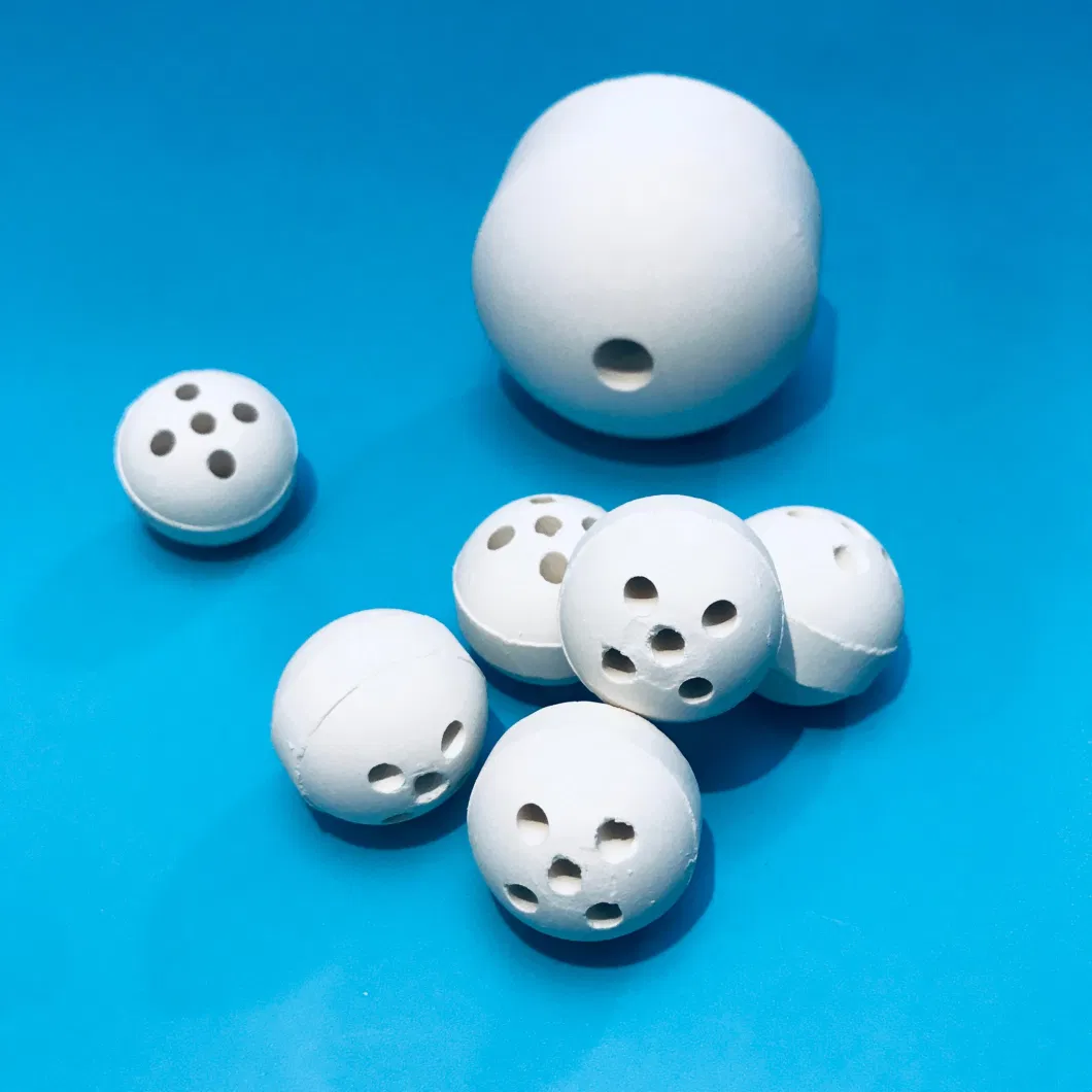 Porcelain Balls Inert Perforated Ceramic Ball with Blue and White