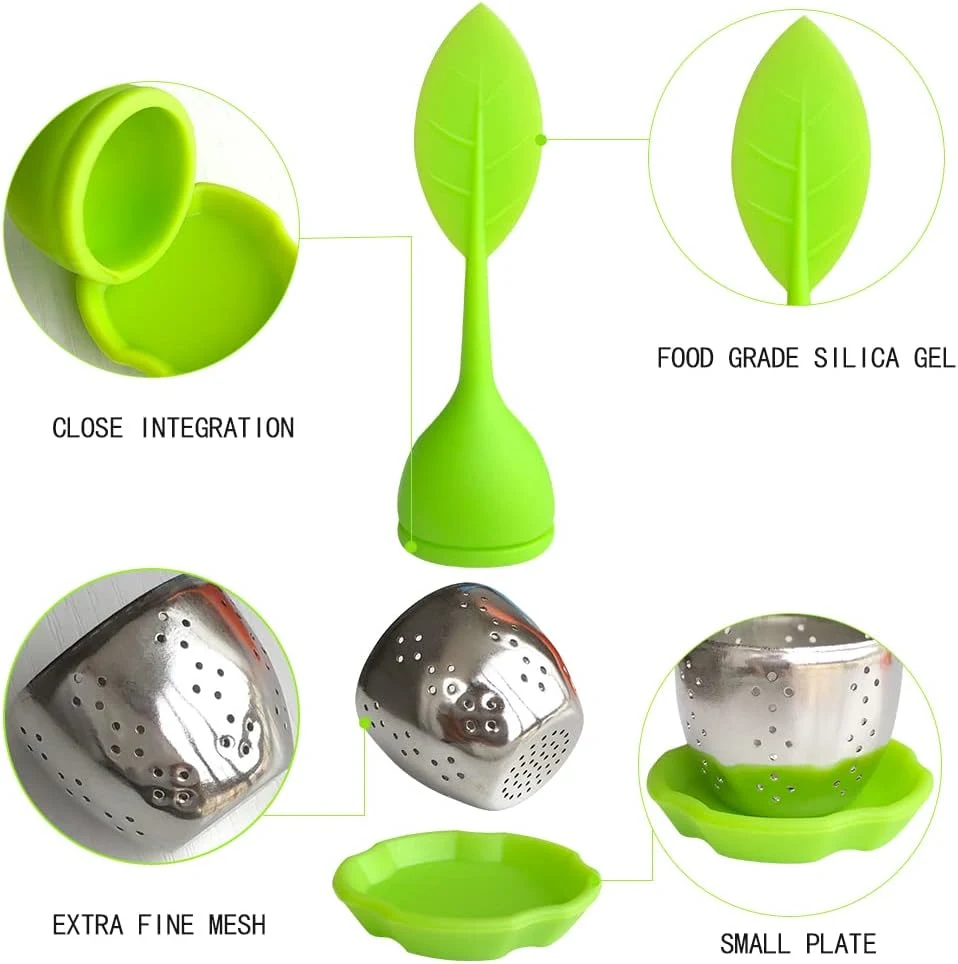 Silicone Tea Strainers Loose Tea Infuser Filter Stainless Steel Loose Leaf Tea Ball Steeper for Tea Cups, Mugs, Teapots